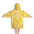 thumbnail image 2 of Yellow Dog Paw Footprint Blanket Hoodies for Kids 6-13YR Oversize Wearable Blanket Hoodies for Boys Girls Teens, 2 of 7
