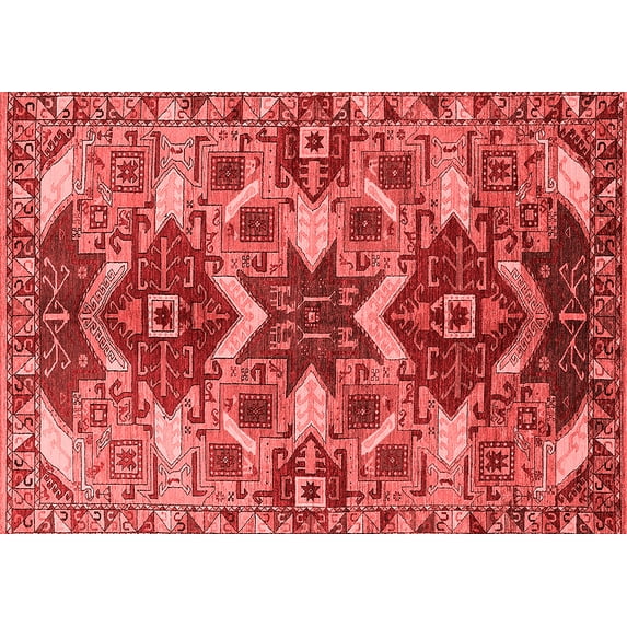 Ahgly Company Indoor Rectangle Oriental Red Industrial Area Rugs, 7' x 9'