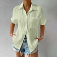 thumbnail image 4 of DavidCloth Women'S Summer Solid Color Loose Style Shirts for Women Plus Size Coffee Shirts for Women Long Cotton Texture Dress Shirt Women Blouses Button down Top Canvas Shirts for Women, 4 of 4