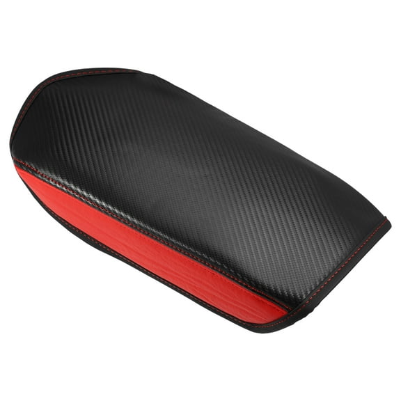 Center Console Cover Pad for Mitsubishi Outlander 2022 2023 Faux Leather Carbon Fiber Pattern Black Red