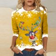 thumbnail image 1 of Hauts d'Été pour Femmes, Imprimé Décontracté de Noël, Manches Trois-Quarts, Col Rond, en Solde, 1 of 4