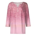 thumbnail image 5 of JULMCOMO Going Out Tops for Women Button Decor V Neck Tops 3/4 Sleeve Summer T-Shirts Striped Print Casual Dressy Tops Tunic, 5 of 5