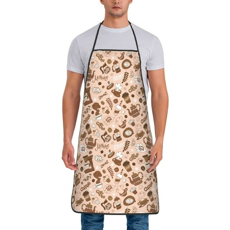 

Xecao coffee tea pots Print Funny BBQ Chef Aprons for Men Women Adjustable Kitchen Cooking Aprons with Pocket Waterproof Oil Proof No Pilling Fading