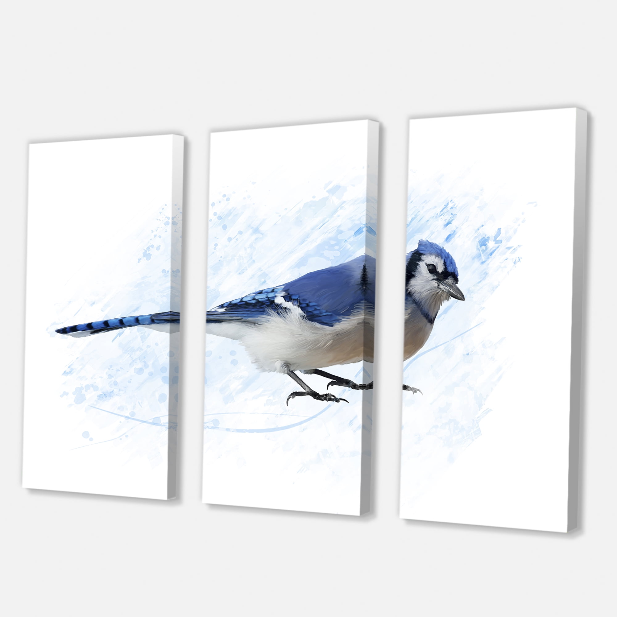 Designart ' Ancient Blue Jay Bird ' Traditional Canvas Wall Art Print