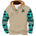 thumbnail image 1 of Penkiiy Chandail à Capuche Mode Hommes Femmes Manches Longues Aztec Impression 3D Chandail 3TG Kaki, 1 of 4