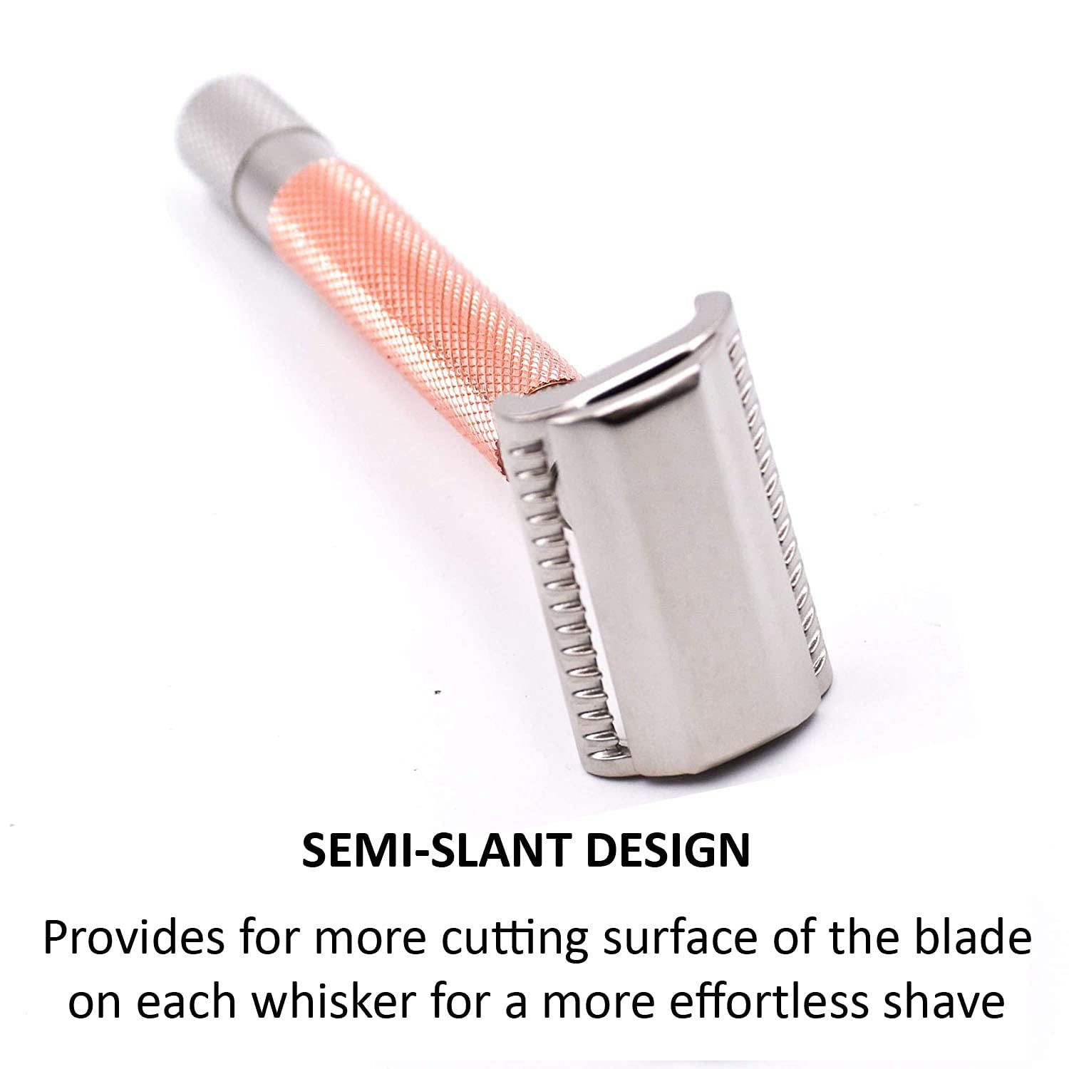 Parker's Semi Slant Safety Razor and 5 Parker Premium Double Edge Razor Blades - Rose Gold