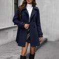 thumbnail image 6 of Xaqiouau Womens Pea Coat Wool Double Breasted Overcoat Belted Trench Coat for Women Notch Lapel Mid Length Jacket Long Sleeve Winter Casual Overcoat Business Jackets, 6 of 9