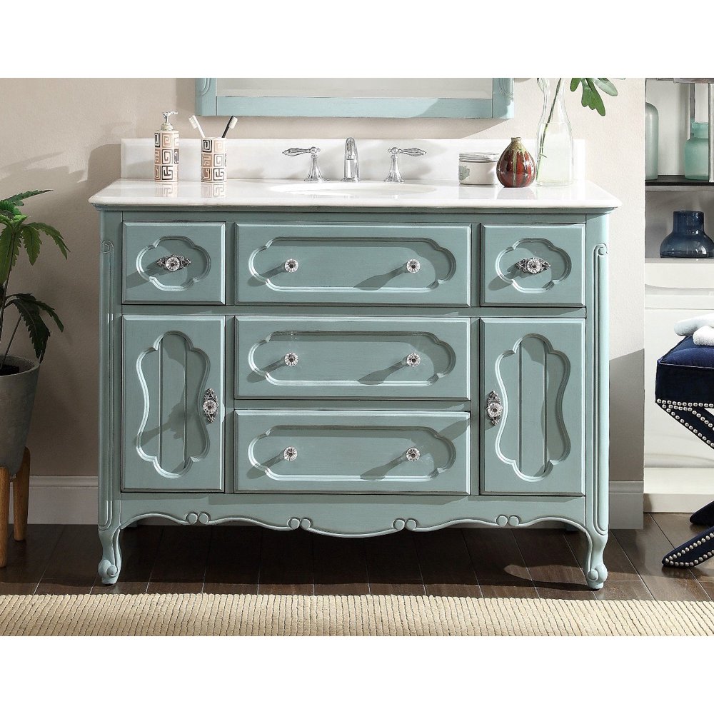 48" Benton Collection Knoxville Shabby Chic Vintage Blue Bathroom