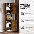 thumbnail image 2 of Oufan Tall Cabinet, Slim Storage Cabinet, Narrow Freestanding Floor Cabinet with 1 Drawer & 2 Barn Doors for Bathroom, Living Room, Entryway,Kitchen, 14" D x 11" W x 69" H, Natural, 2 of 7