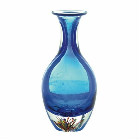 Glass Contemporary Vases - Decorative Glass Vase, Unique Centerpiece Contemporary Blue Art Bottleneck Vase