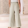 thumbnail image 3 of Wycnly Palazzo Pants for Women Linen Long Pants for Women Casual Solid Drawstring Elastic Waist Plus Size Wide Leg Palazzo Pants Cotton Linen Comfy Trousers with Pocket Under $5, 3 of 6