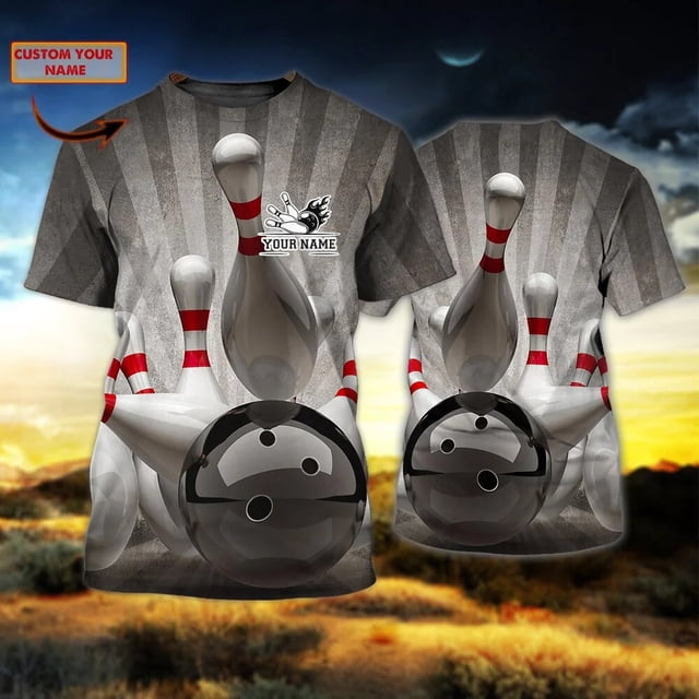 Camiseta con nombre personalizado para hombre, camisa con estampado 3D de bolos, informal, regalo para jugador de bolos, DW126Adult size 5XL Gao Jinjia LED