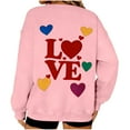 thumbnail image 4 of Womens Valentines Sweatshirt Oversized Long Sleeve Heart Love Shirts Crewneck Cute Pullover Sweater Tops, M Pink, 4 of 7