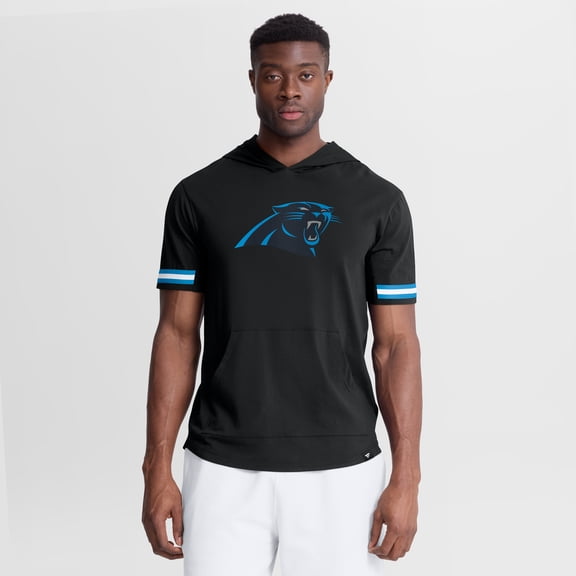 Men's Fanatics Black Carolina Panthers Optimal Play Short Sleeve Hooded T-Shirt