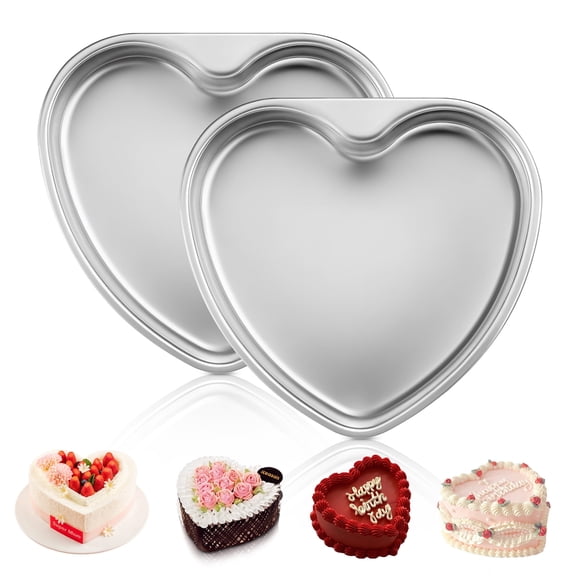Coliware 2 Pack Heart-Shaped Cake Pan, 9.5 inch Nonstick Baking Mold, Heat-Resistant Moulding Tin for Wedding, Birthday Party, Food-Grade & Dishwasher Safe Bakeware