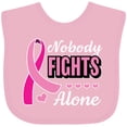 thumbnail image 3 of Inktastic Breast Cancer Awareness Nobody Fights Alone Pink Ribbon Boys or Girls Baby Bib, 3 of 4