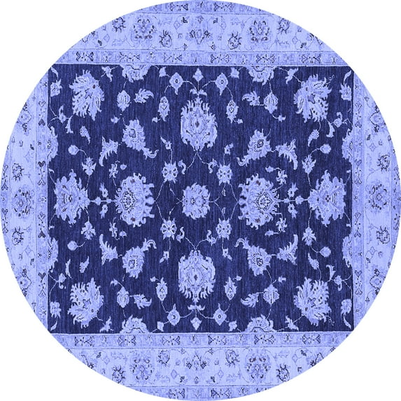 Ahgly Company Machine Washable Indoor Round Persian Blue Traditional Area Rugs, 3' Round