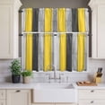 thumbnail image 2 of Coastal Style Curtain Valances Set Vintage Gray Yellow Stripes Wood Texture Kitchen Curtains 36&nbsp;inch Length Rod Pocket Valance and Tiers 3 Piece Set Small Bedroom Bathroom Laundry Decor, 2 of 9