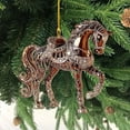 thumbnail image 3 of TanSiDing 2pcs Horse Ornaments for Christmas Tree, Enchanted Carousel Horse Christmas Ornament, Handmade Metallic Ornament with Rhinestone, Cute Christmas Ornaments - Horse Gifts for Women 10cm, 3 of 4