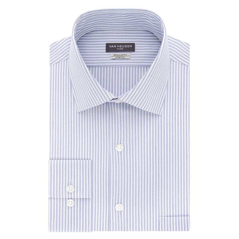 Mens Van Heusen Flex Collar Regular Fit Stretch Dress Shirt Blue Frost -  Walmart.com