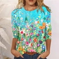 thumbnail image 1 of TIMIFIS 3/4 Sleeve Shirts for Women Button V Neck Loose Womens Tops Fall Clothes Mid Length Three Quarter Sleeve TopsFall, 1 of 5