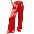 thumbnail image 3 of Bovxnpu Womens Pajama Pants Silk Satin Sleep Bottoms Pajama Pants Satin Wide Leg High Waist Drawstring Pocketed Sleepwear, 3 of 8