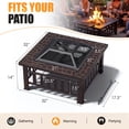 thumbnail image 7 of Lacoo 32" Patio Square Fire Pit Table for Patio Backyard BBQ, Ice Storage with Mesh Lid, Poker and Cover, Brown, 7 of 7