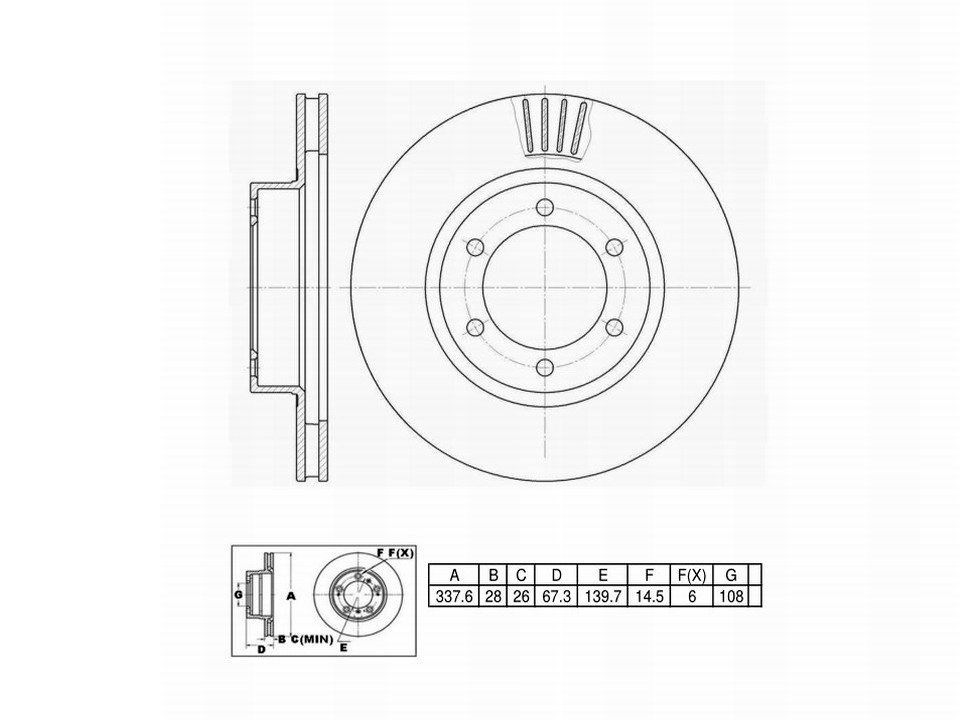 UltraHC Coated High Carbon Brake Rotor, Front UR006656, Toyota 4Runner 2009-2003
