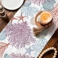 thumbnail image 3 of Purple Coral Coastal Table Runner 90 Inches, Blue Conch Starfish Nautical Ocean Bed Runner Dresser Scarves Tabletop for Indoor Outdoor Parties/Ceremony/Banquet, 13" x 90", 3 of 9