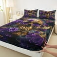 thumbnail image 3 of Feelyou 3D Gold Skeleton Bed Sheets for Teens, Romantic Purple Rose King Sheets, Gothic Valentines Day Sheet Set, Microfiber Bedroom Decor, 4-Piece, 3 of 7