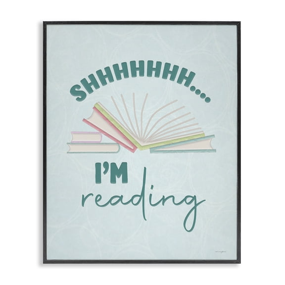 Stupell Industries Contemporary Shhh I'm Reading Black Framed Giclee Art, 11 x 14, by Seven Trees Design