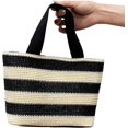 thumbnail image 2 of Bolso de mano tejido de paja a rayas para mujer, bolso de playa, bolso de bloque de Color, bolso de hombro, viaje de playa, puede almacenar artículos como libros, 2 of 5