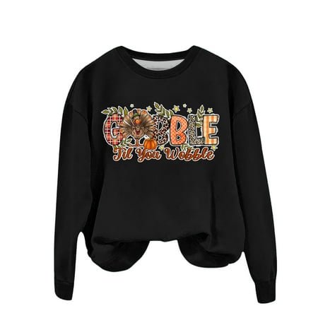 WEAIXIMIUNG Chandail en Molleton Blanc pour Femmes Mignon Dinde Imprimé Action de Grâce Col Rond Chandail en Molleton Ajusté Pull Décontracté Manches Longues Chemises d'Entraînement Amples Blouse Décontractée Manches Longues
