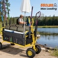 thumbnail image 2 of GDF Studio 51" Heavy Duty Collapsible Fishing Cart with Rod Holders, All-Terrain Beach Wagon for Sand, Black & Yellow, 2 of 9