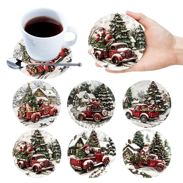 Posavasos Con Pintura Diamantes 8 Uds. Kits Puntos para DIY Camiones Navideños