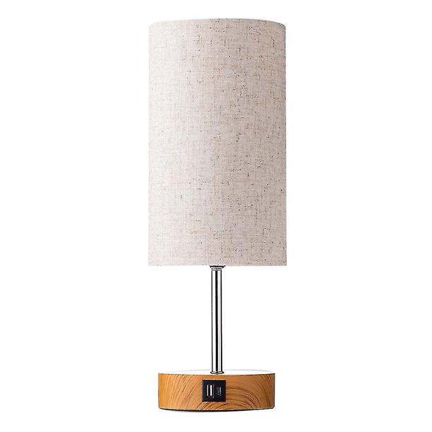 Lámpara de noche para dormitorio con puertos de carga USB y CA, lámparas de mesa decorativas, lámpara de sombra de tela Compatible con camas para el hogar