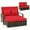 Red, variant on Gymax Patio Rattan Daybed Wicker Loveseat Sofa w/ Multifunctional Ottoman Beige