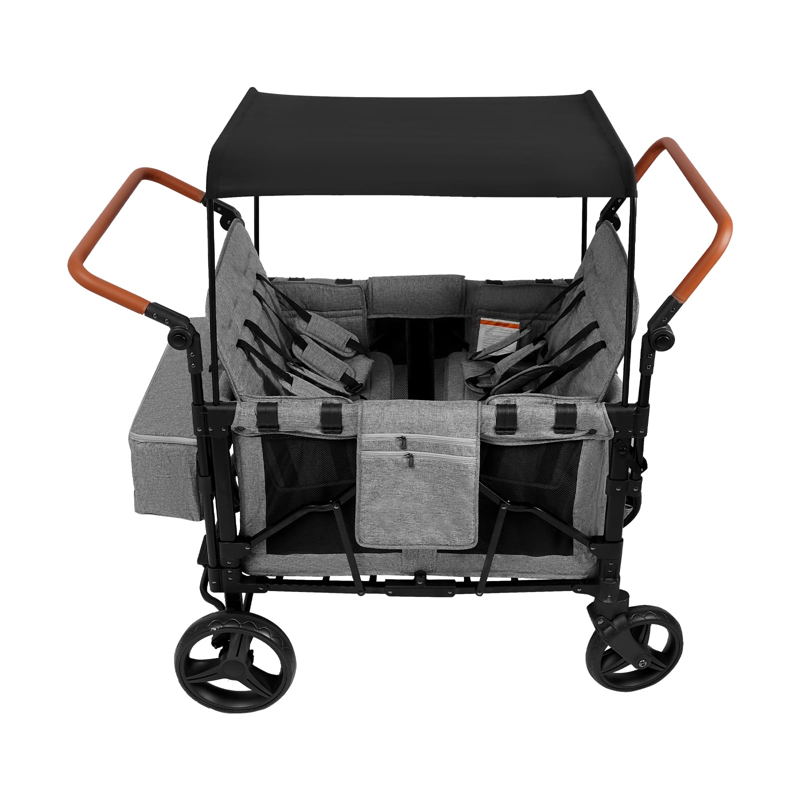 Wagon Cart Featuring 4 High Seat, 1pcs Foldable Double Push Bar Wagon Stroller
