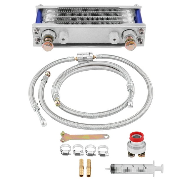 Kit de enfriador de aceite de 65 ml para motocicleta, sistema de refrigeración de aceite de motor para Honda GY6 (plateado)