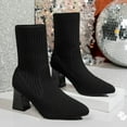 thumbnail image 2 of Black Womens Knitted Boots With Pointed Toe And Mid-Heel For Comfortable And Fashionable Outfits, 2 of 9