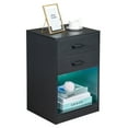 thumbnail image 5 of paproos LED Nightstand with 2 Drawers, Modern Black Nightstand with Remote Control LED, Tall Bedside Table, Nightstand with Storage Drawers for Bedroom Living Room, 5 of 8
