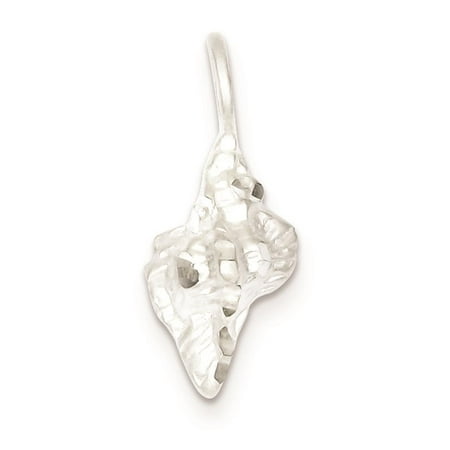 925 Sterling Silver Shell 3-D Solid Charm Pendant 26mmx11mm