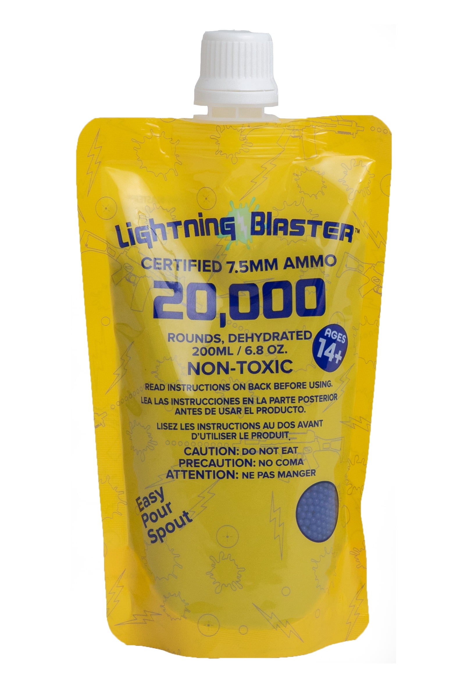 Lightning Blaster Blue Water Bead Ammo 20K Refill 7.5mm in Pour Nozzle
