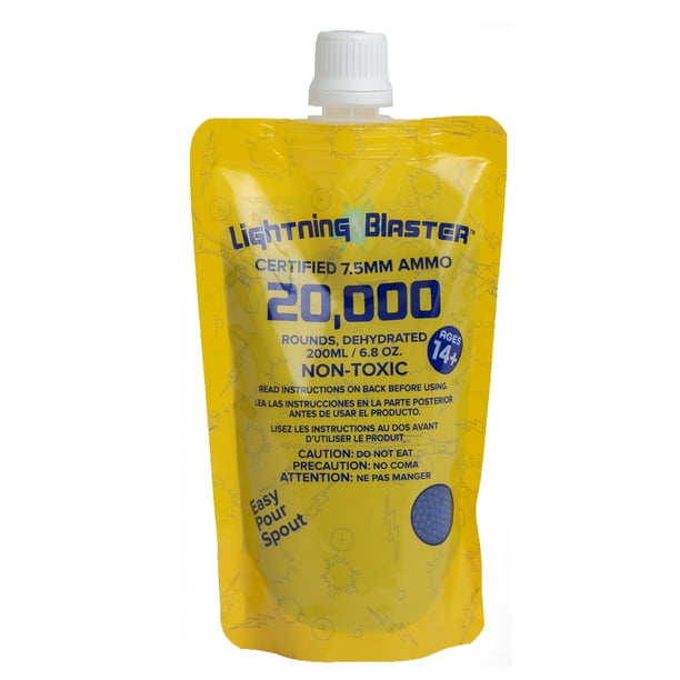 Lightning Blaster Blue Water Bead Ammo 20K Refill 7.5mm in Pour Nozzle