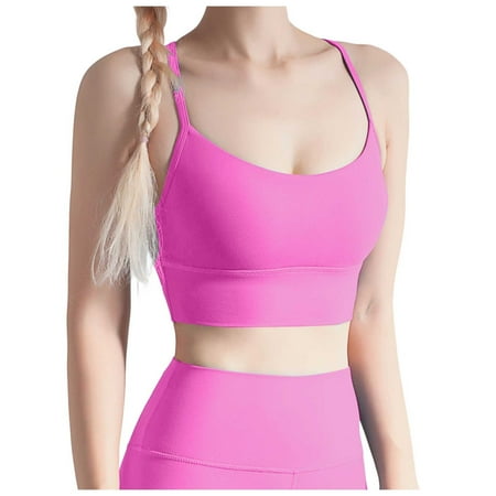YHGFVOKJ Bras for Women Butterluxe Y Back Sports Bra Padded Racerback Low Impact Spaghetti Thin Strap Workout Yoga Underwear Bras for Women Underwire Pink M