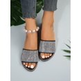 thumbnail image 3 of Women Black Allover Rhinestone Slide Sandals, 3 of 4