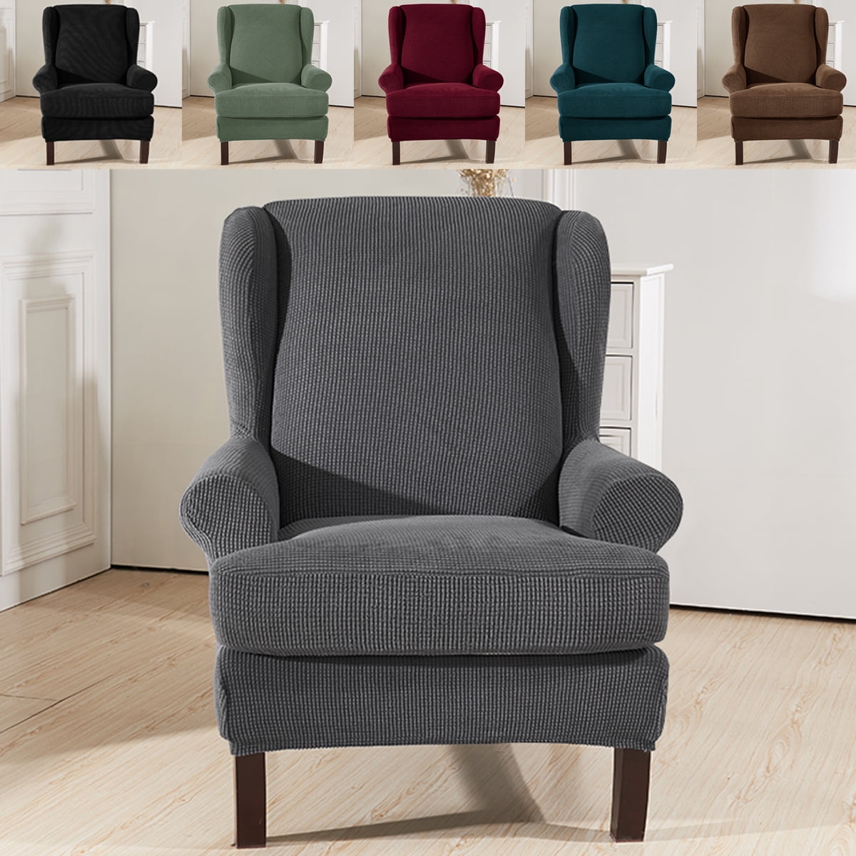 Elastic Armchair Wingback Wing Chair Slipcovers Home Furniture Protector Cover @ 