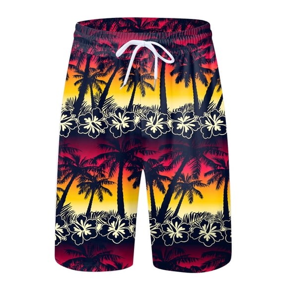 FINALGANG Mens Casual Fashion Graphic Beach Shorts Elastic Drawstring Waist Swim Trunks Quick Dry Lightweight Board Shorts For Beach Summer Daily Wear Pink L