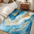 thumbnail image 4 of Blue Marble Runner Rug 2.7x5 FT, Non Slip Entryway Carpet, Luxury Yellow Modern Ink Painting Art Washable Soft Floor Carpet Entrance Mat Non-Shedding Throw Rug for Hallway Laundry Room Bedside, 4 of 9