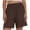 Brown, variant on Women's Smocked High Waist Bermuda Shorts Cotton Blend Elastic Waist Loose Fit Casual Summer Beach Lounge Shorts with Pockets, S-XXL